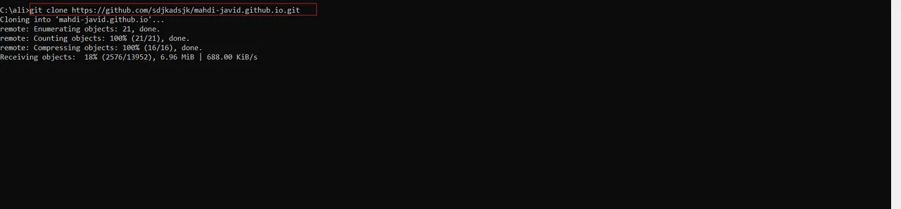 Git clone output in Command Prompt