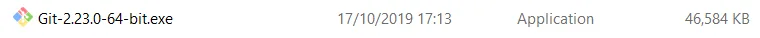 The downloaded Git installer file