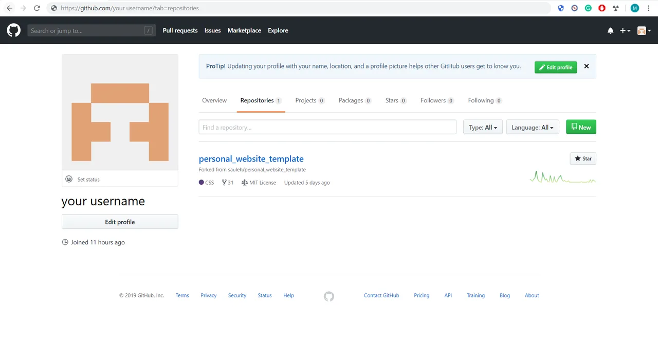 Your repository list with personal_website_template