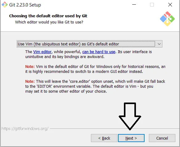 Installer: default editor