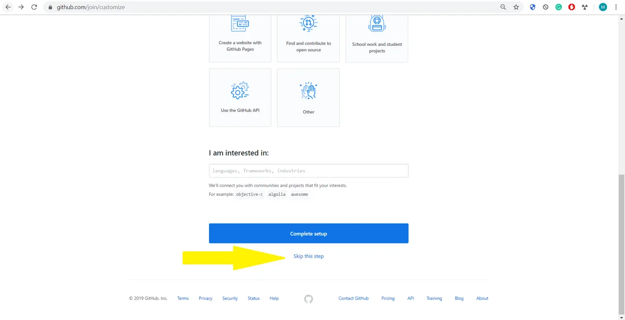 The optional customize page with the skip link marked